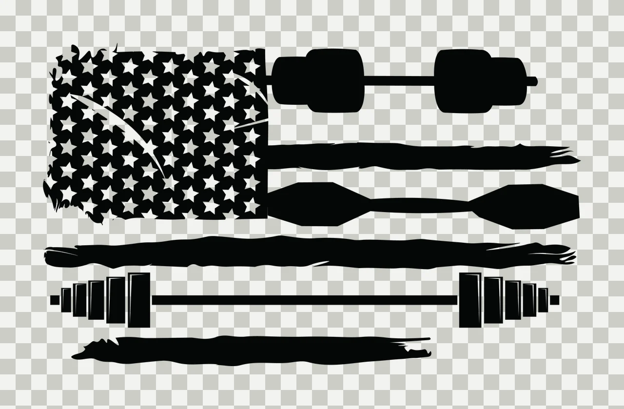 Flag Barbell Weightlifting Sport Graphic arranged stars stripes transparency and detail preview thumbnail