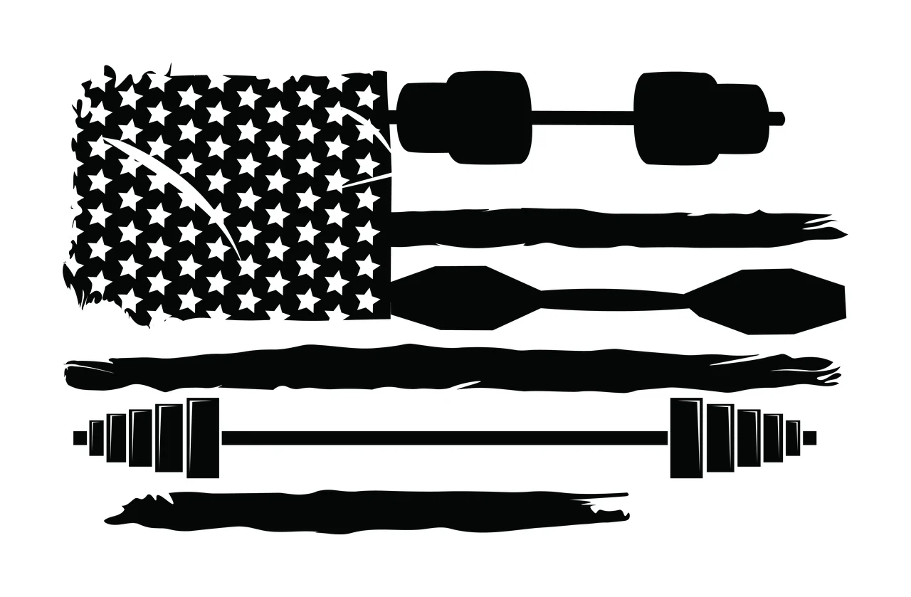Flag Barbell Weightlifting Sport Graphic arranged stars stripes