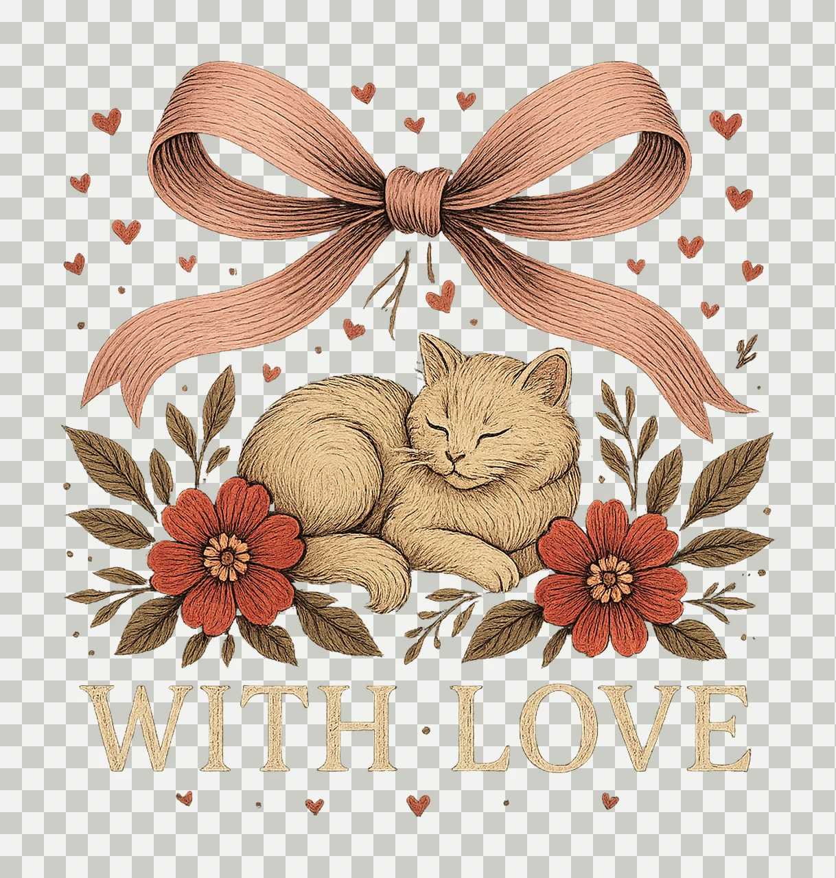 Coquette Bow Valentines Day XOXO Girly Retro Design Cute Bow transparency and detail preview thumbnail