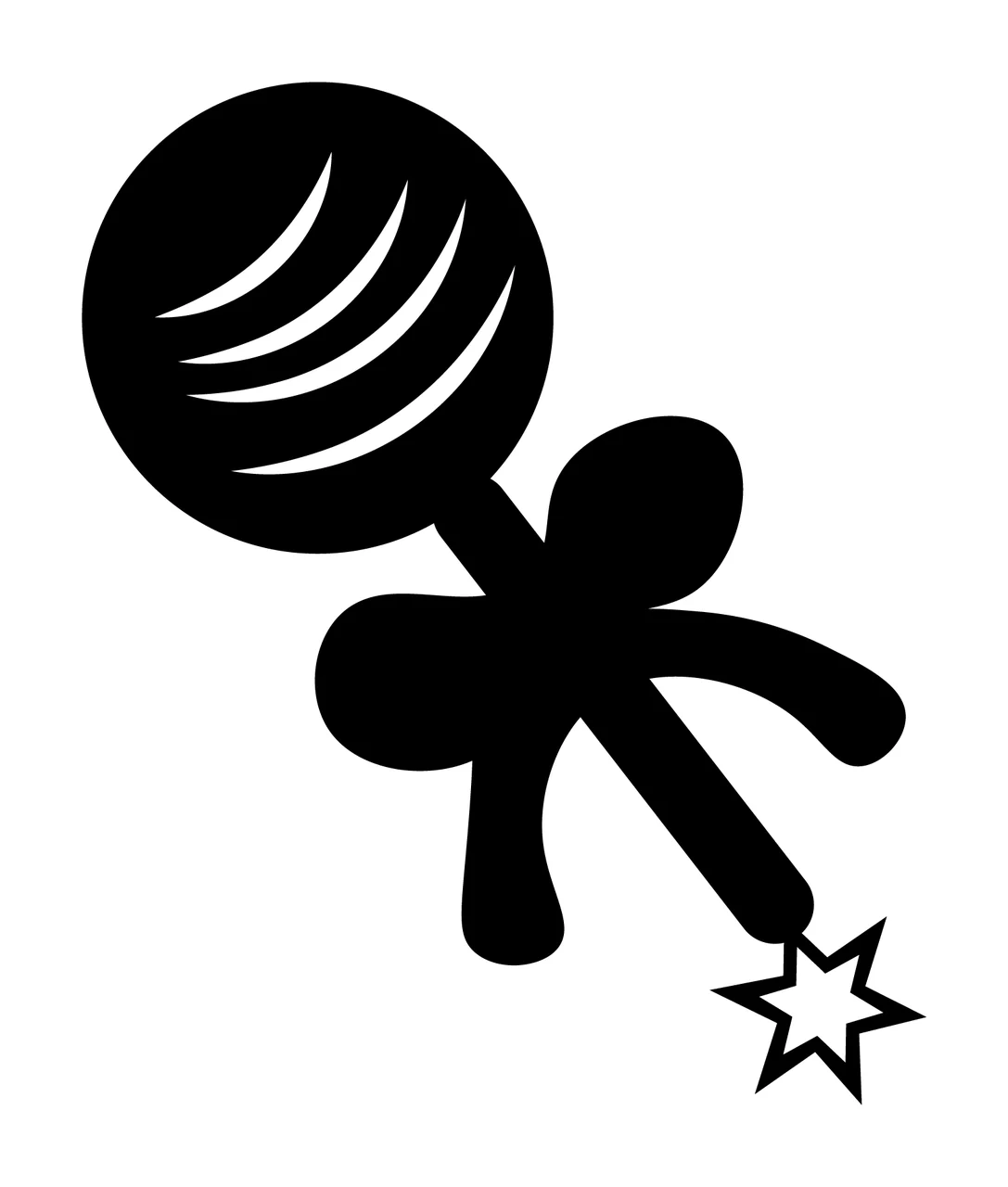 Baby Rattle With Toy And Silhouette In Black