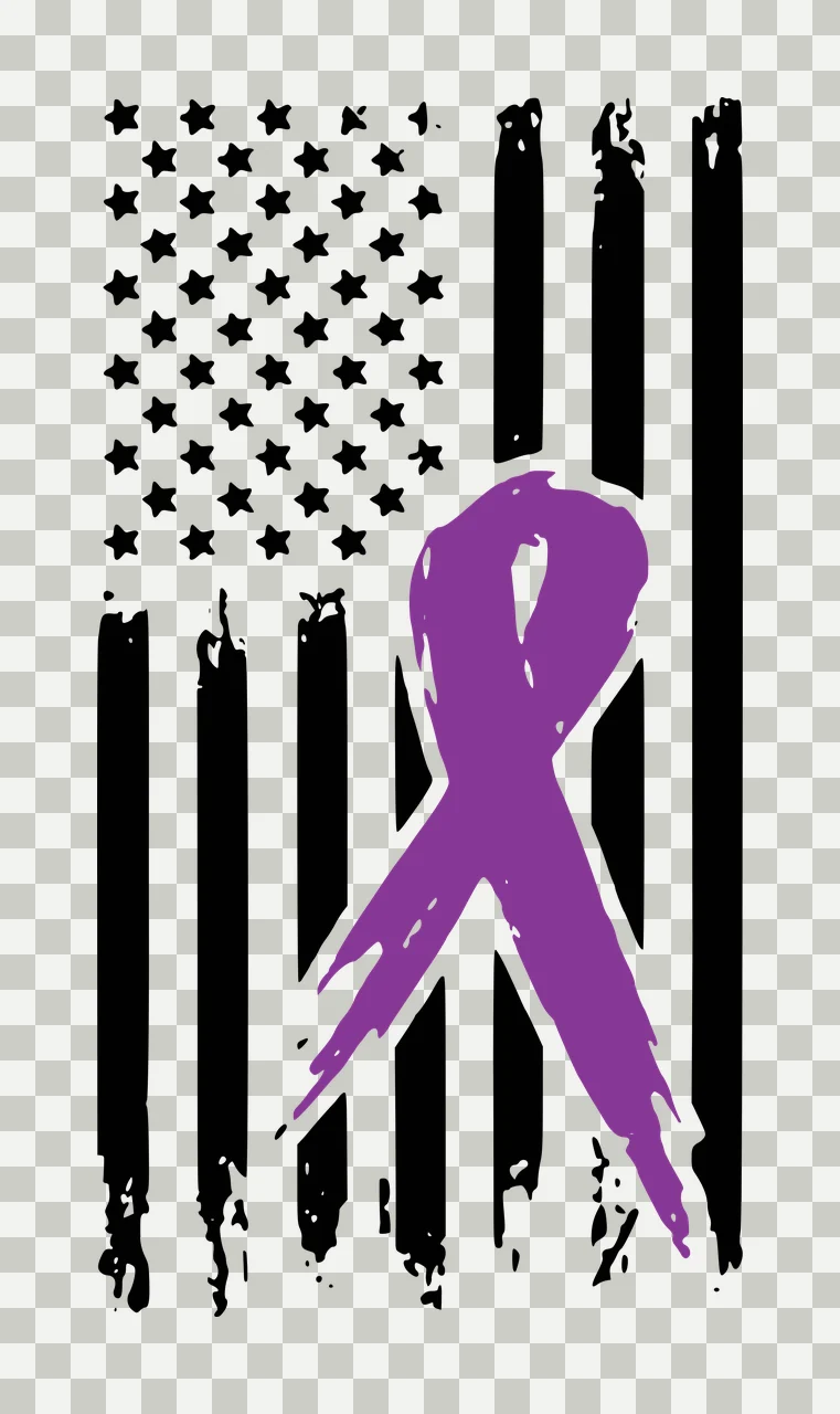 American Flag With Vertical Awareness Ribbon overlay stars transparency and detail preview thumbnail