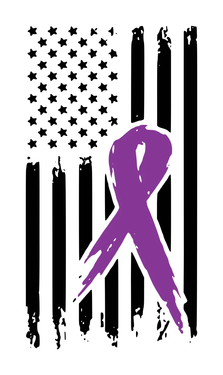 American Flag With Vertical Awareness Ribbon overlay stars