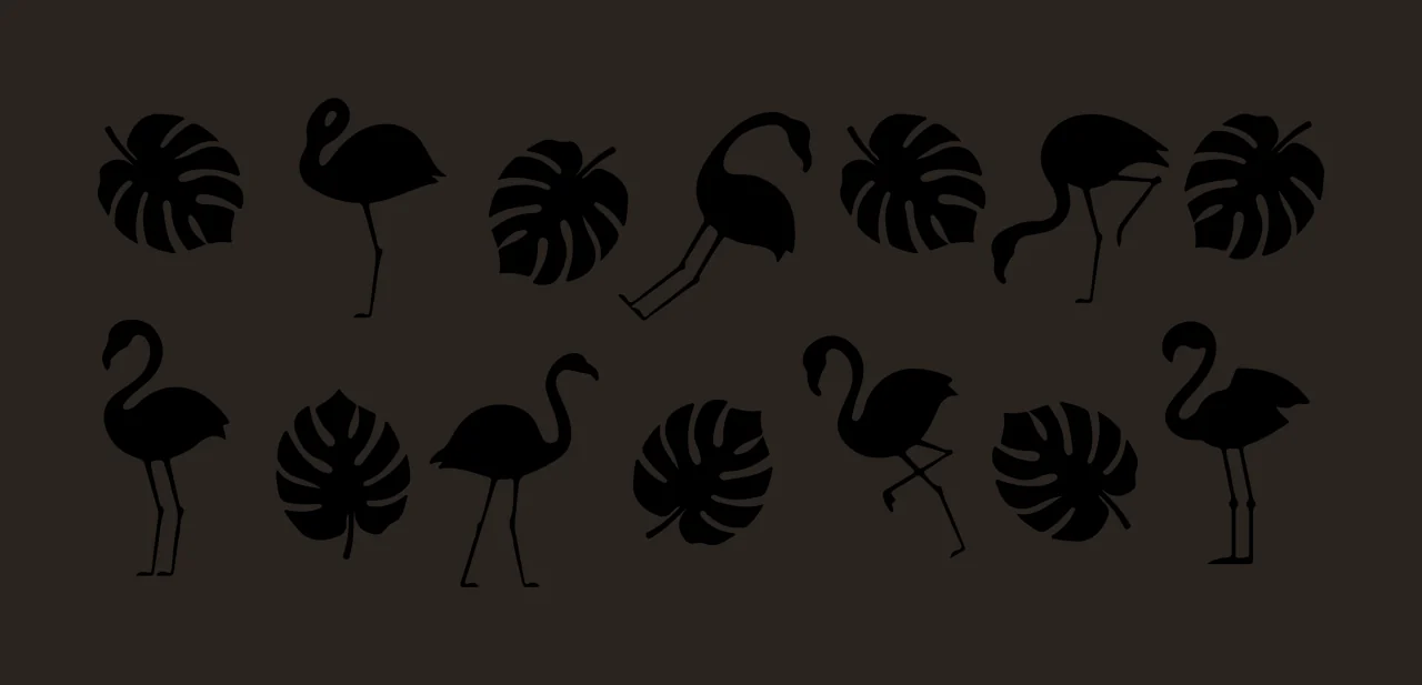 Can Glass Wrap Flamingos And Monstera Leaves Pattern silhouette contrast preview thumbnail
