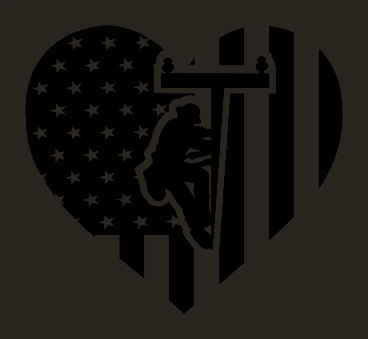 Heart Shape Flag With Utility Pole climbing stars stripes human contrast preview thumbnail