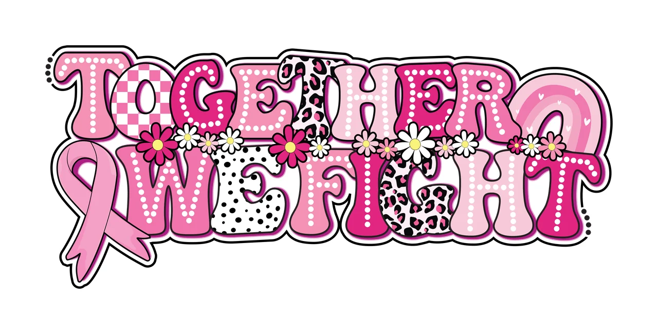 Together One Fight Ribbon Typography text and stationary bold
