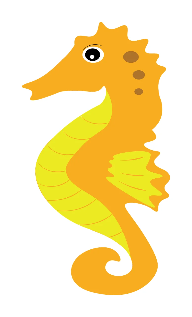 Sea Animal Black Silhouette Of A Seahorse Facing swimming tail