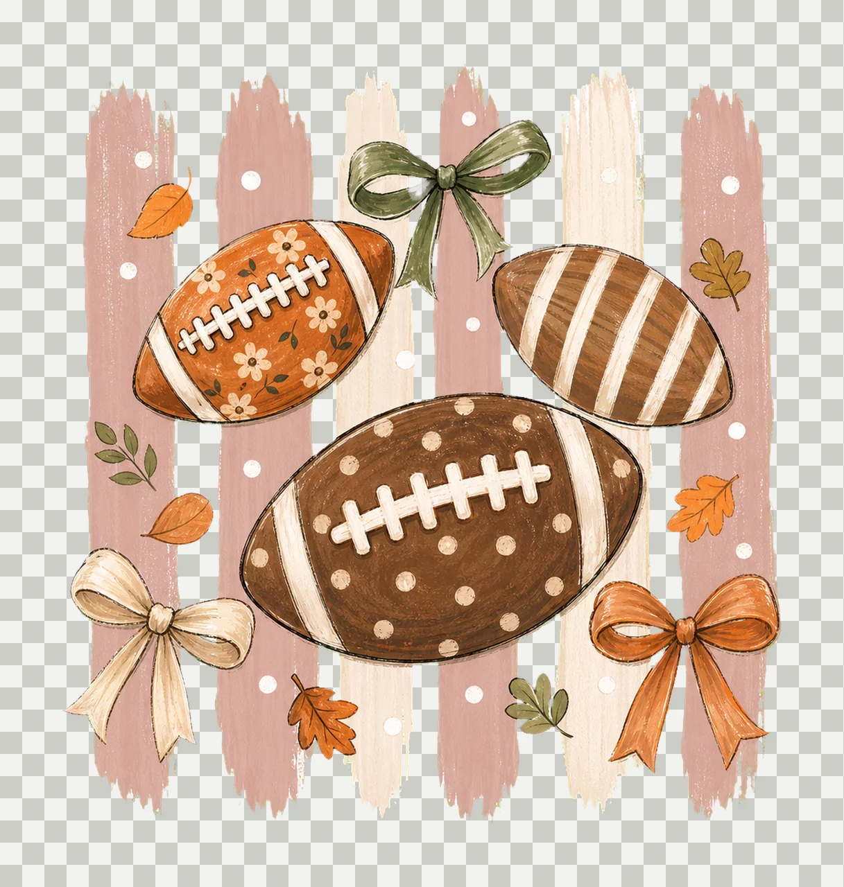 Striped Football Polka Dot Bows sublimation Variation B transparency and detail preview thumbnail
