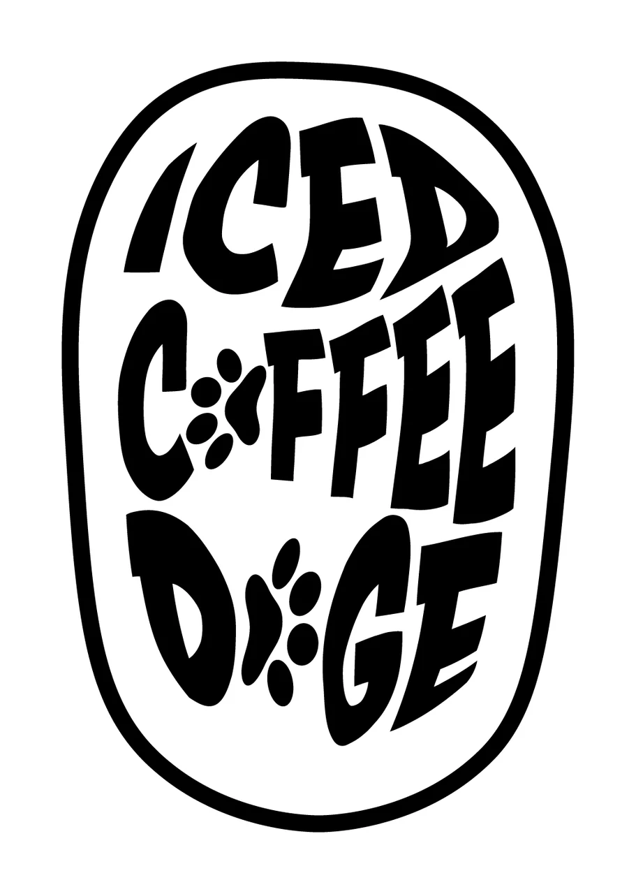 Can Glass Wrap Iced Coffee Doge Emblem oval border paw prints