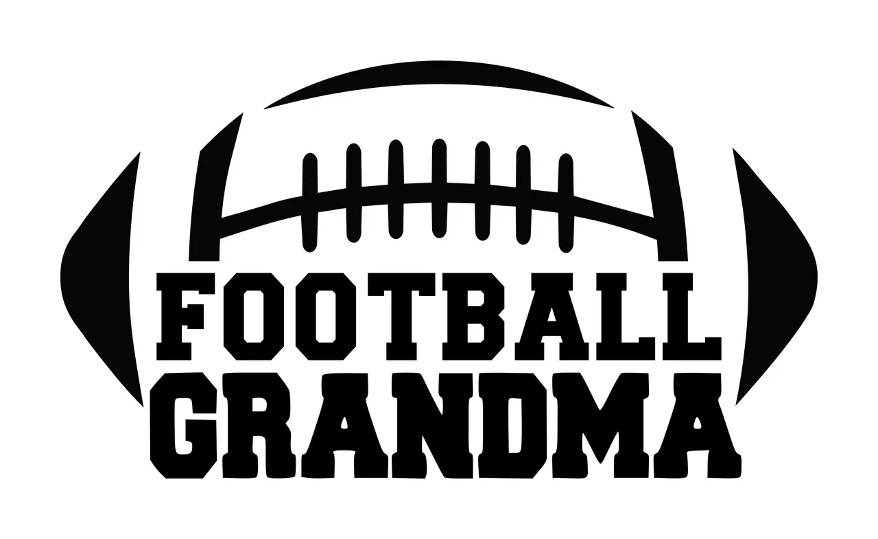 Football Grandma Text With Oval Shape black white sports