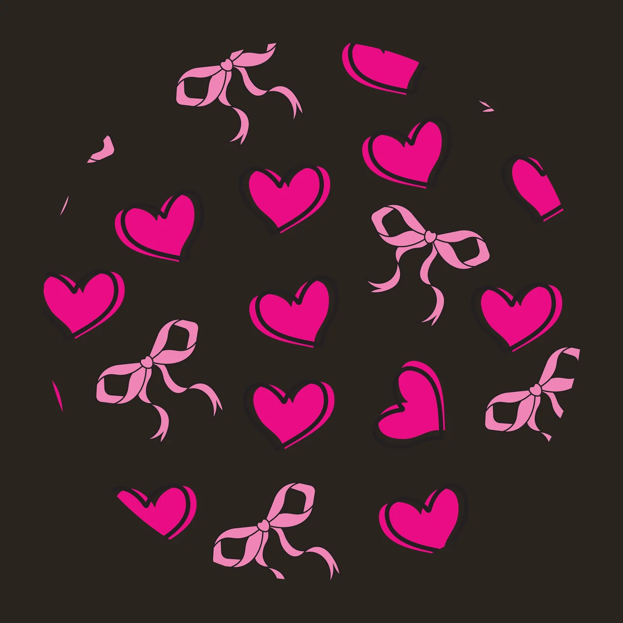 Bow Keychain Circular Pattern With Hearts And Bows repeat heart contrast preview thumbnail