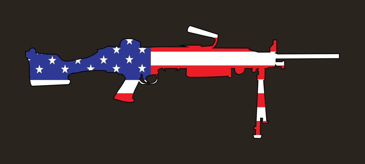 Machine Gun Silhouette With Star Pattern static bipod stars contrast preview thumbnail