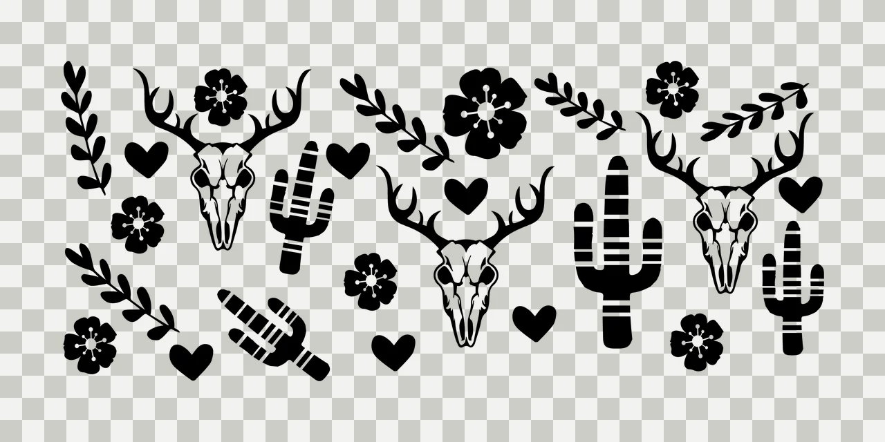 Can Glass Wrap Desert Theme Decorative Set icons deer skulls transparency and detail preview thumbnail