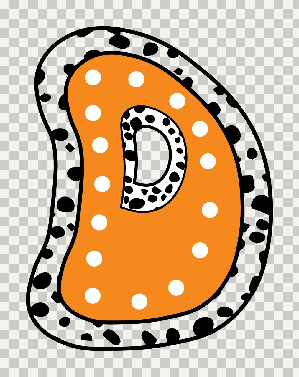 Dalmatian Dots Font Race Doodle Character 35 racing checkered flag transparency and detail preview thumbnail