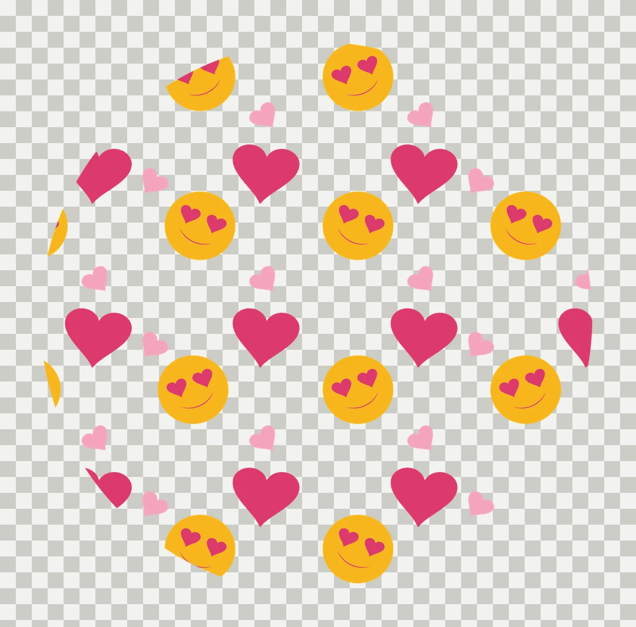 Keychain Heart Eyes Circle Emoji Pattern Background emojis transparency and detail preview thumbnail