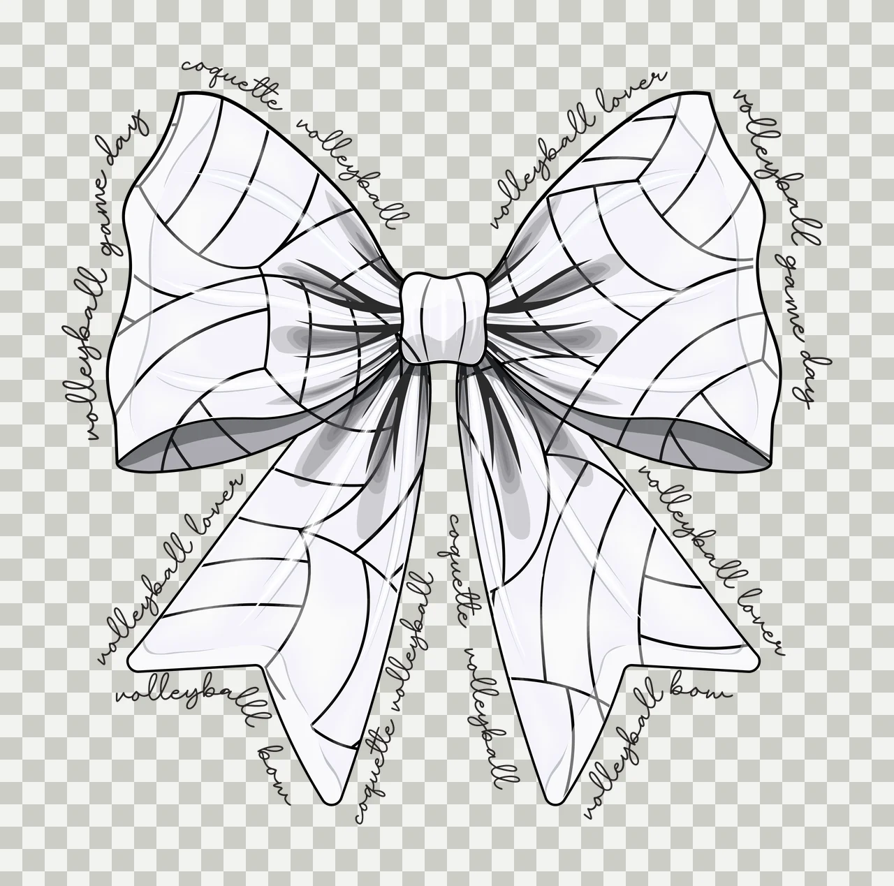 Bow With Repeated Text decorating ribbon silhouette black white transparency and detail preview thumbnail