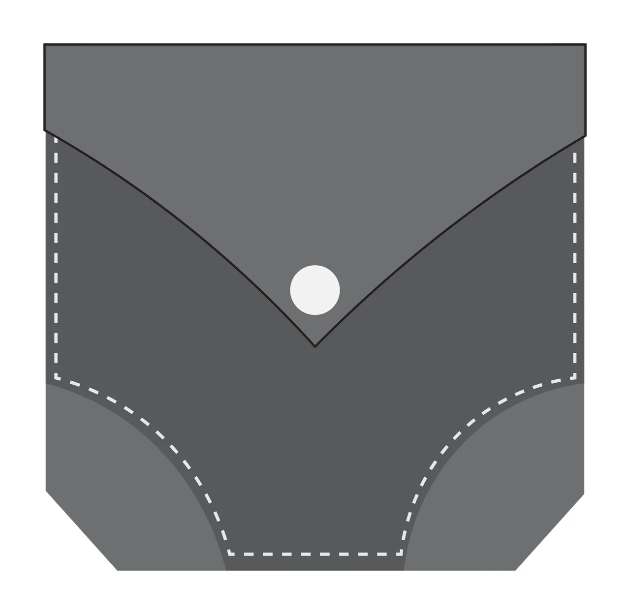 A Simple Black Pocket Outline On White Flat shape Variation