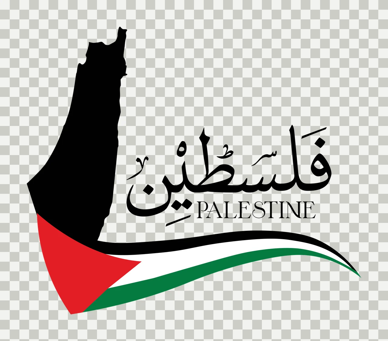 Palestine Text With Black Map Shape calligraphy minimalist transparency and detail preview thumbnail