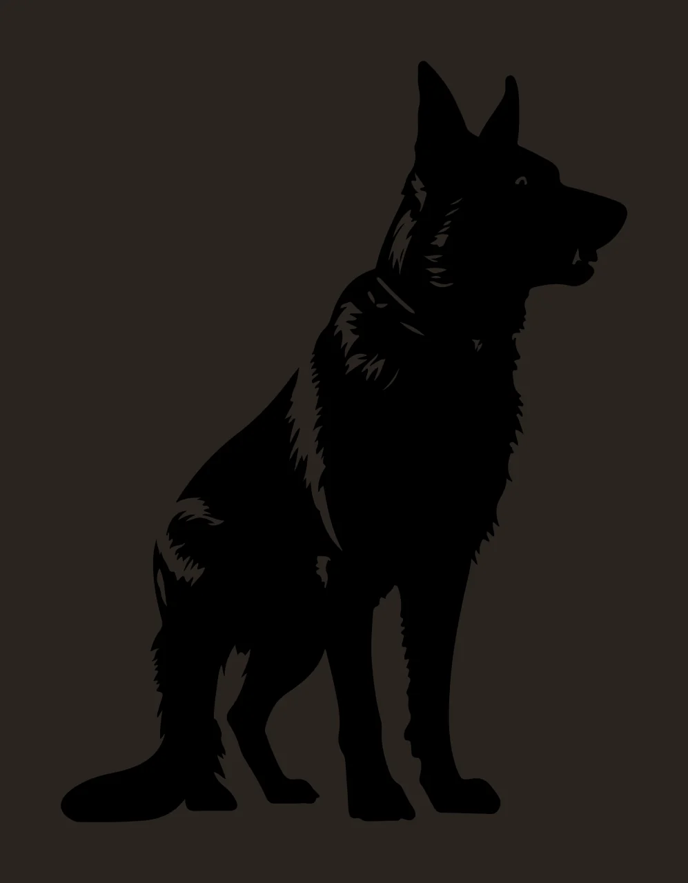 Dog Sitting Silhouette Facing Right ear tail black animal pet contrast preview thumbnail