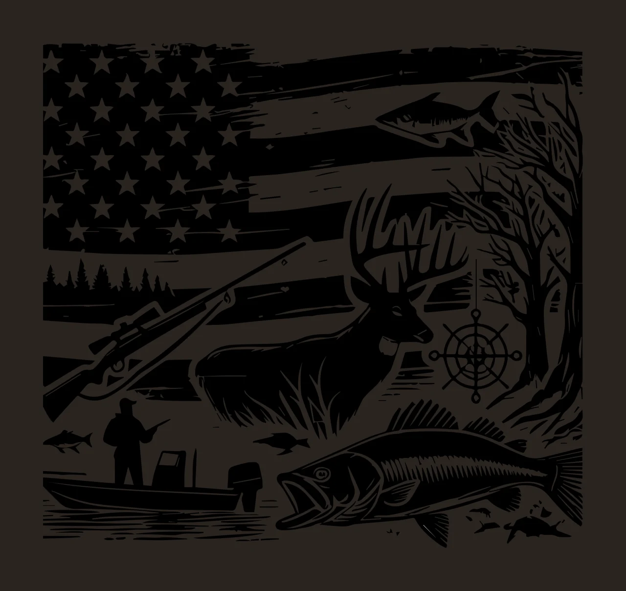 Fishing Outdoor Themes With Us Flag Graphic elements rifle contrast preview thumbnail