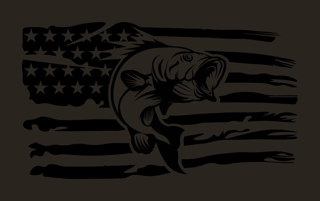 Fish Jumping Over American Flag Pattern black white stars stripes contrast preview thumbnail