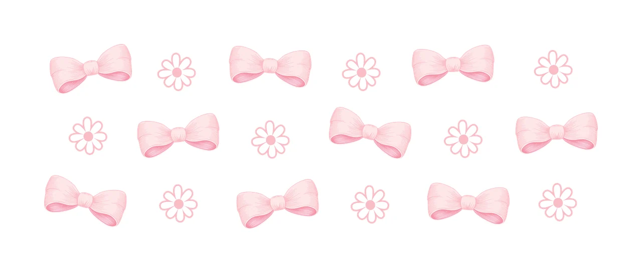 Can Glass Wrap Bow And Flower Pattern Display arranged minimalist icon