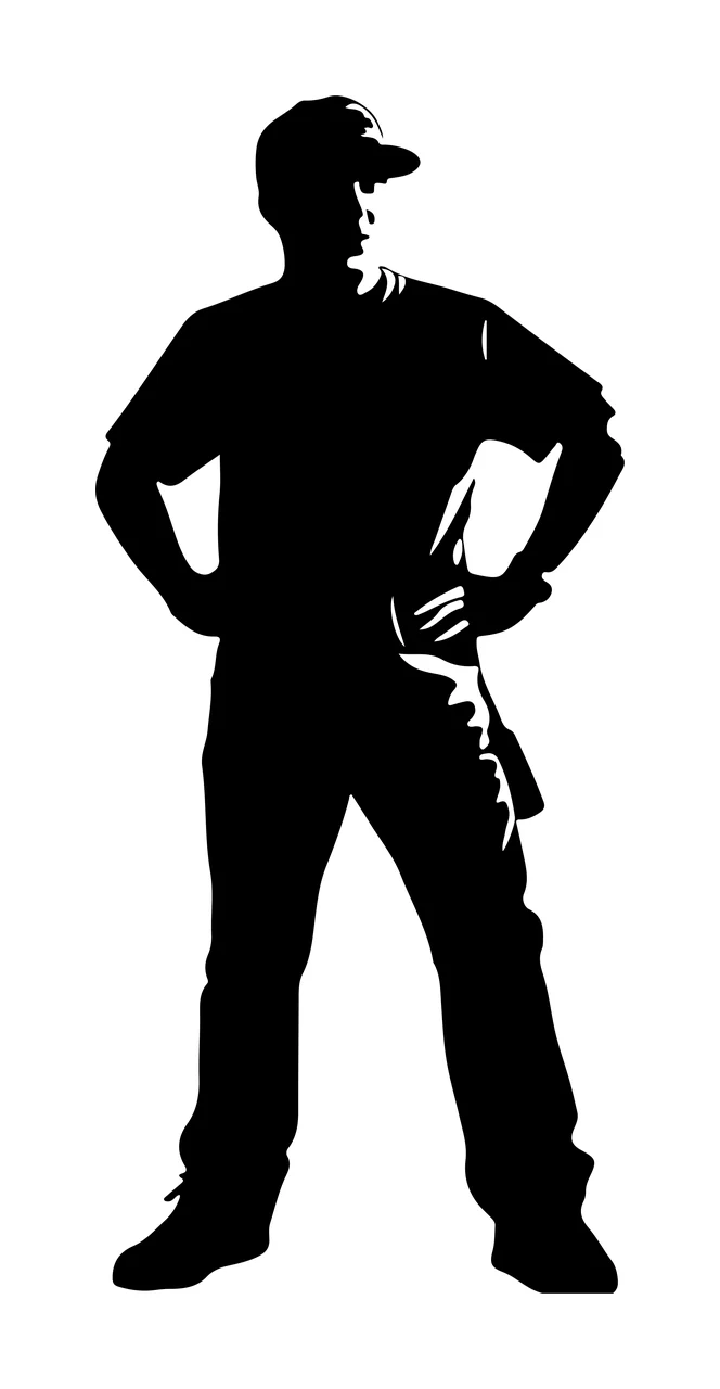 Silhouette Of Standing Person Wearing Baseball Cap Hands t shirt