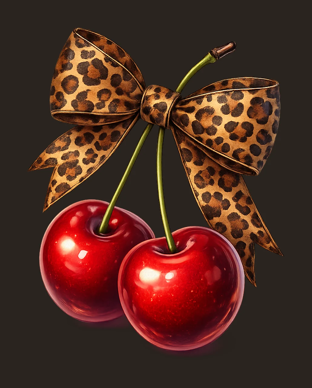Cherry Bow Cheetah Print Valentines Design Sublimation Art contrast preview thumbnail