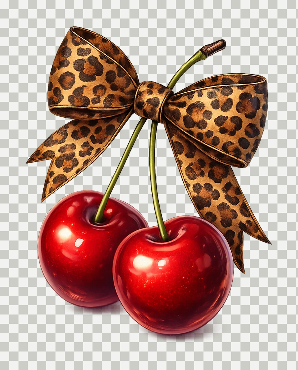Cherry Bow Cheetah Print Valentines Design Sublimation Art transparency and detail preview thumbnail