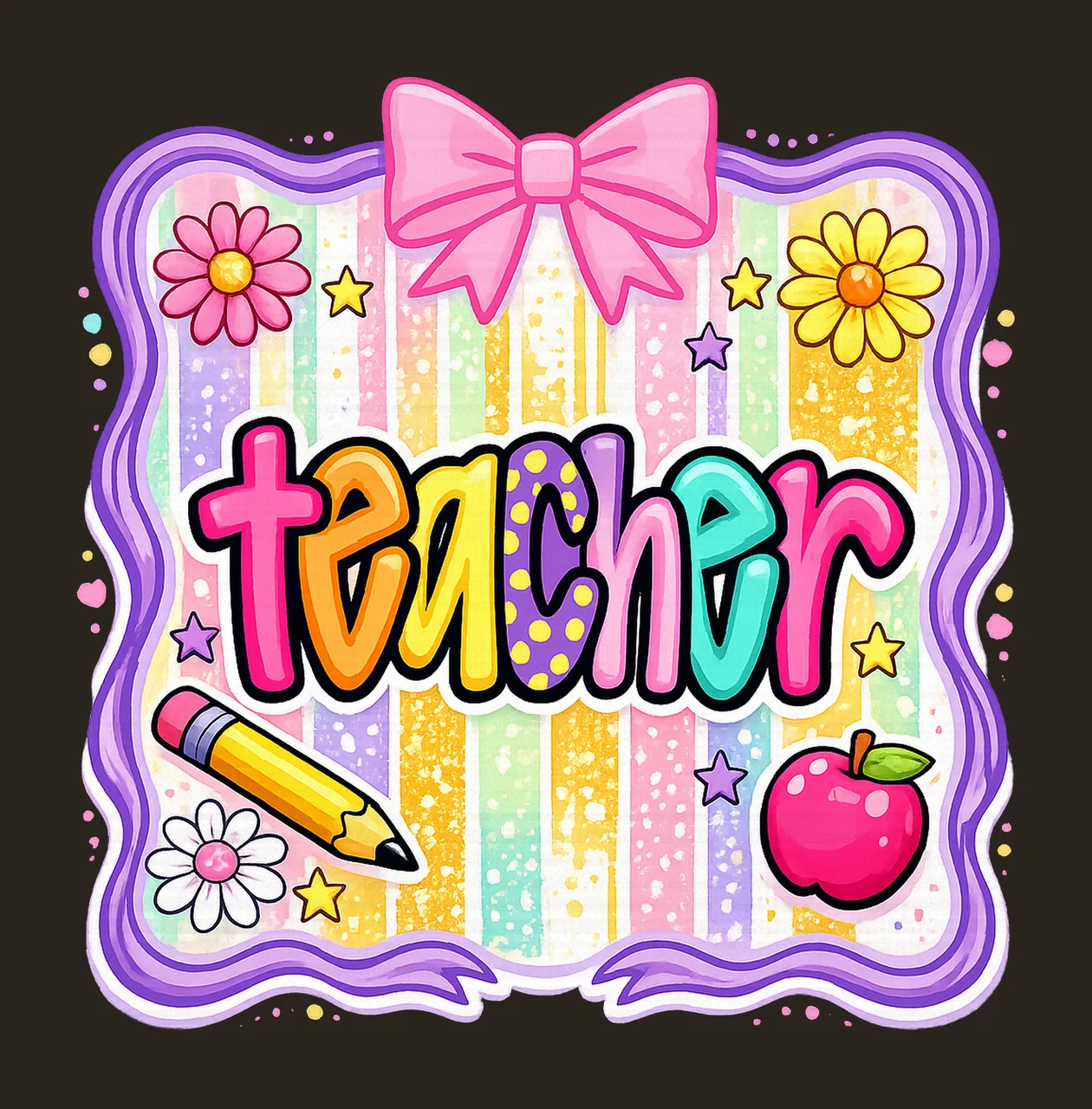 Coquette Teacher Stripes Back to School Design Artwork style contrast preview thumbnail