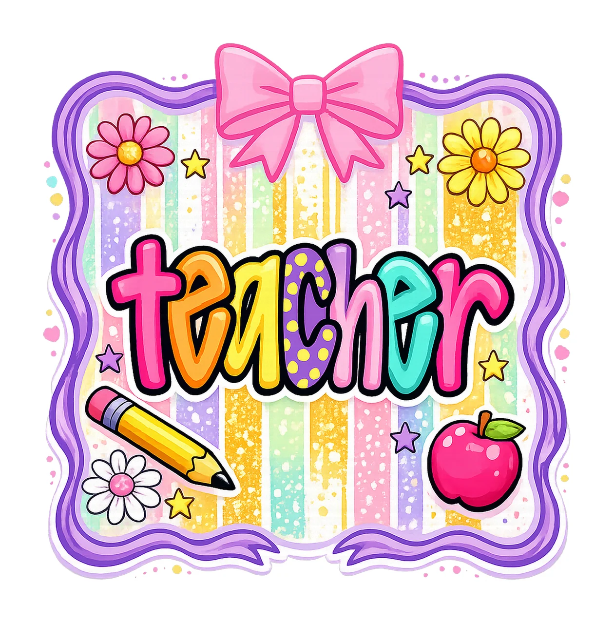 Coquette Teacher Stripes Back to School Design Artwork style