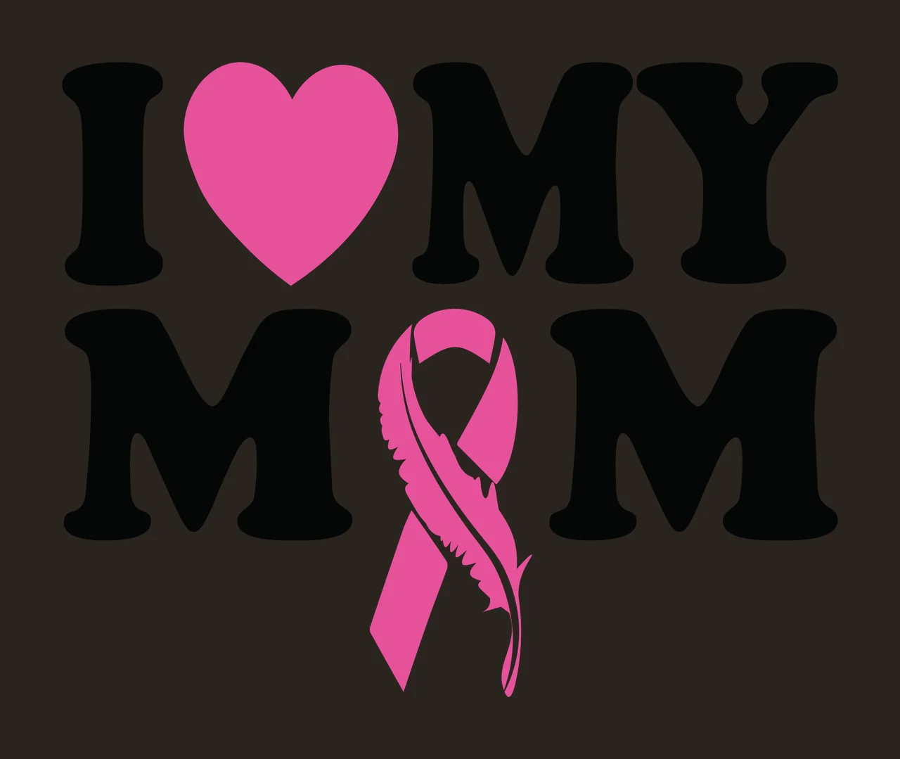 I Heart I My Mom Love Text communicating ribbon feather black contrast preview thumbnail