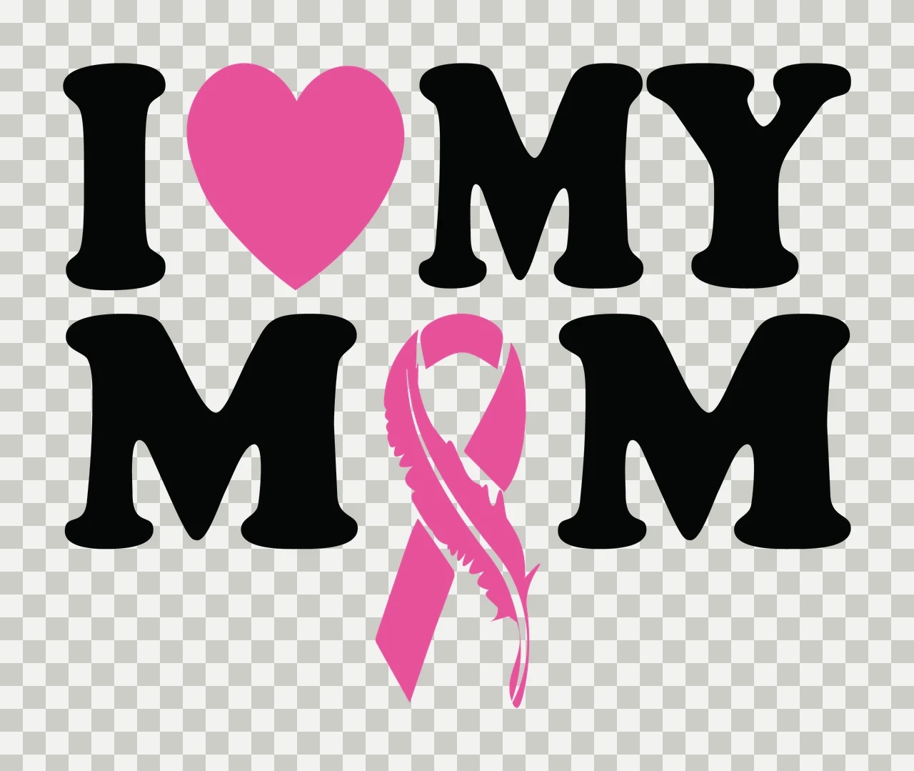 I Heart I My Mom Love Text communicating ribbon feather black transparency and detail preview thumbnail