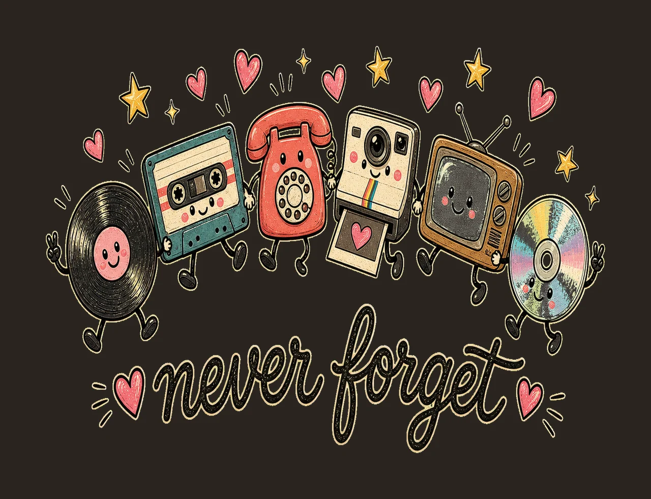 Never Forget Cute Retro Vinyl Sublimation Design Variation F contrast preview thumbnail