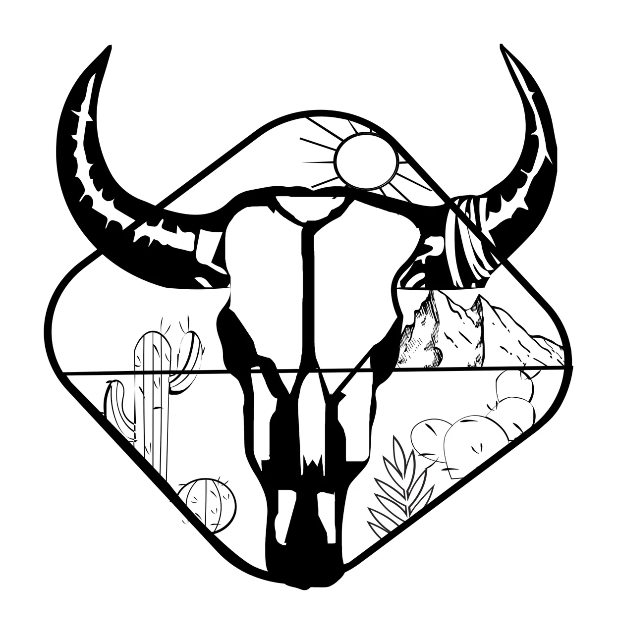 Can Glass Wrap Bull Skull Silhouette With Desert containing landscape