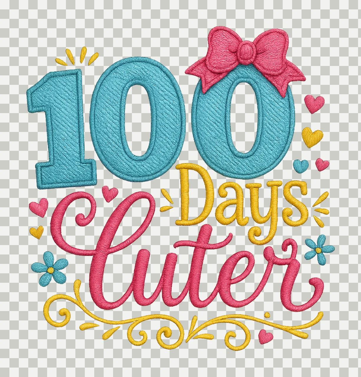 100 Days of School shirt 100 Days Cuter Design Embroidery transparency and detail preview thumbnail