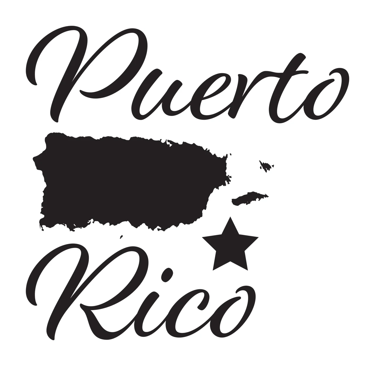 Puerto Rico Island Map Shape stenciled star silhouette graphic