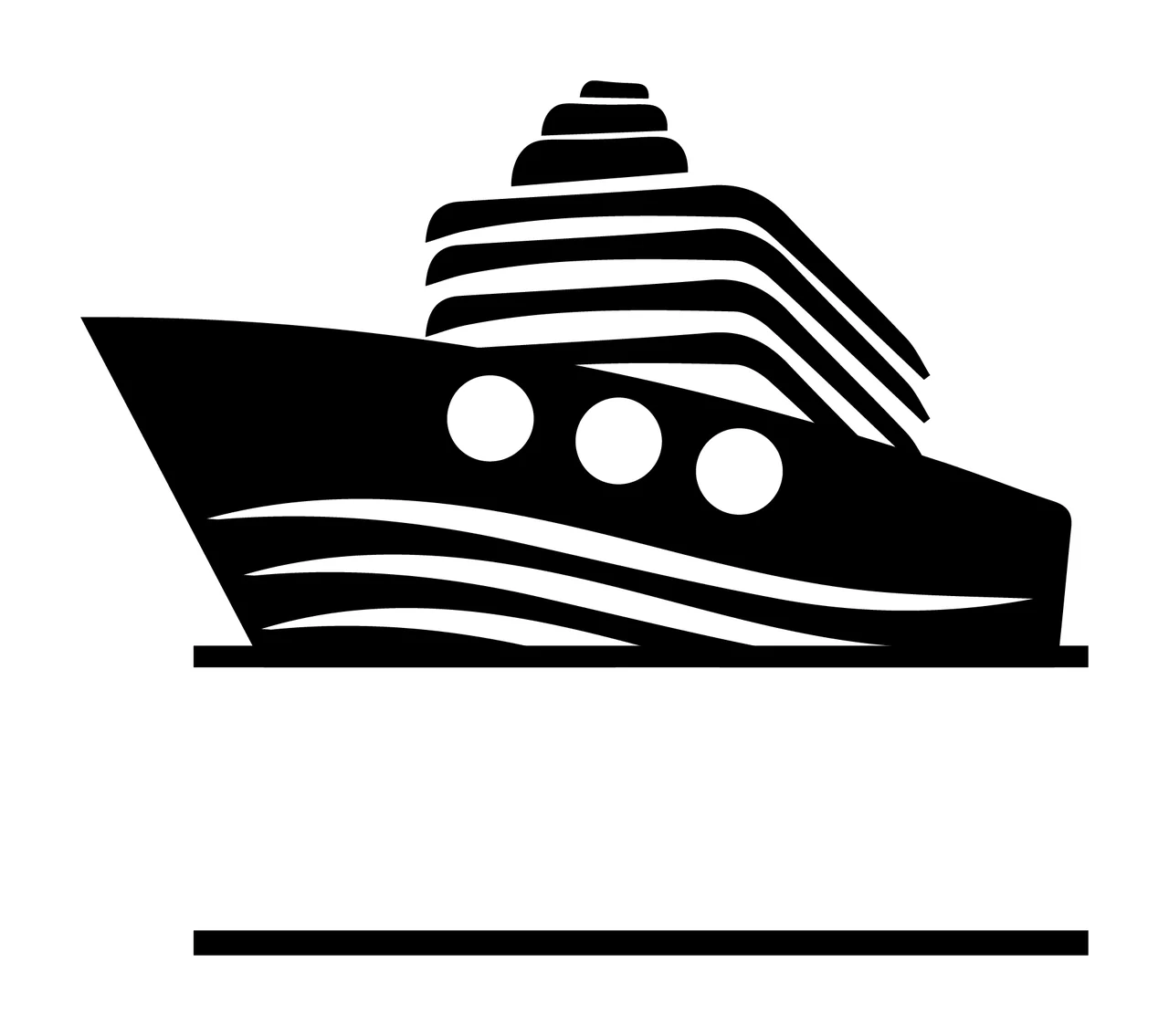 Cruise Ship Floating With Vessel And Silhouette