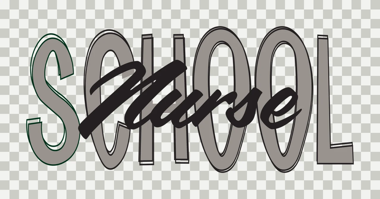 School Nurse Stacked Serif Script Text words typography black transparency and detail preview thumbnail