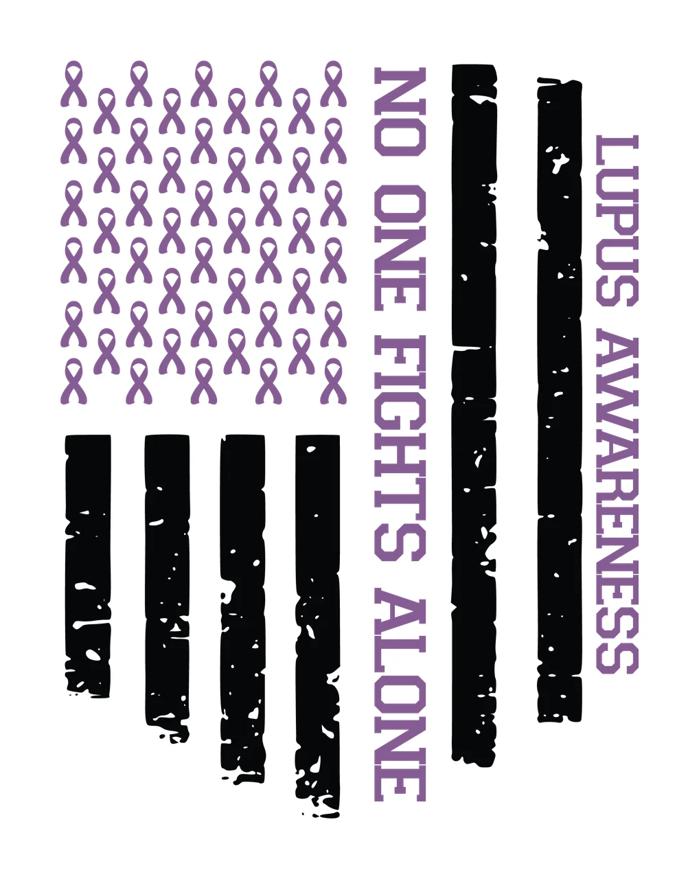 Lupus Awareness Flag flying ribbons stripes distressed black