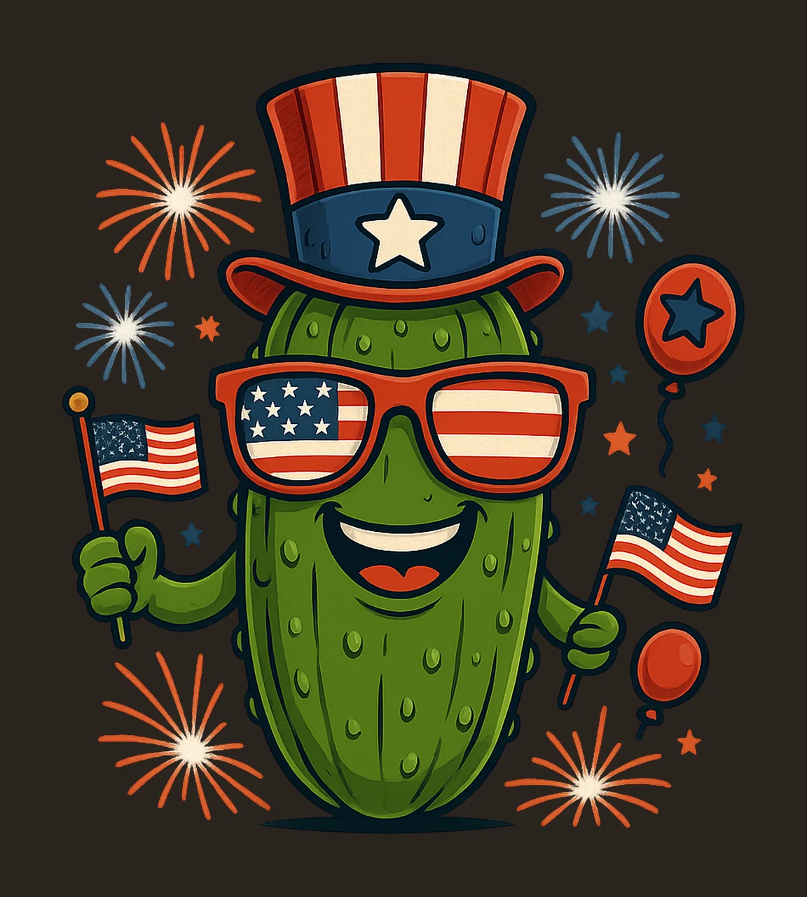 Pickle Costume with America Sunglasses Funny Pickle Lovers contrast preview thumbnail