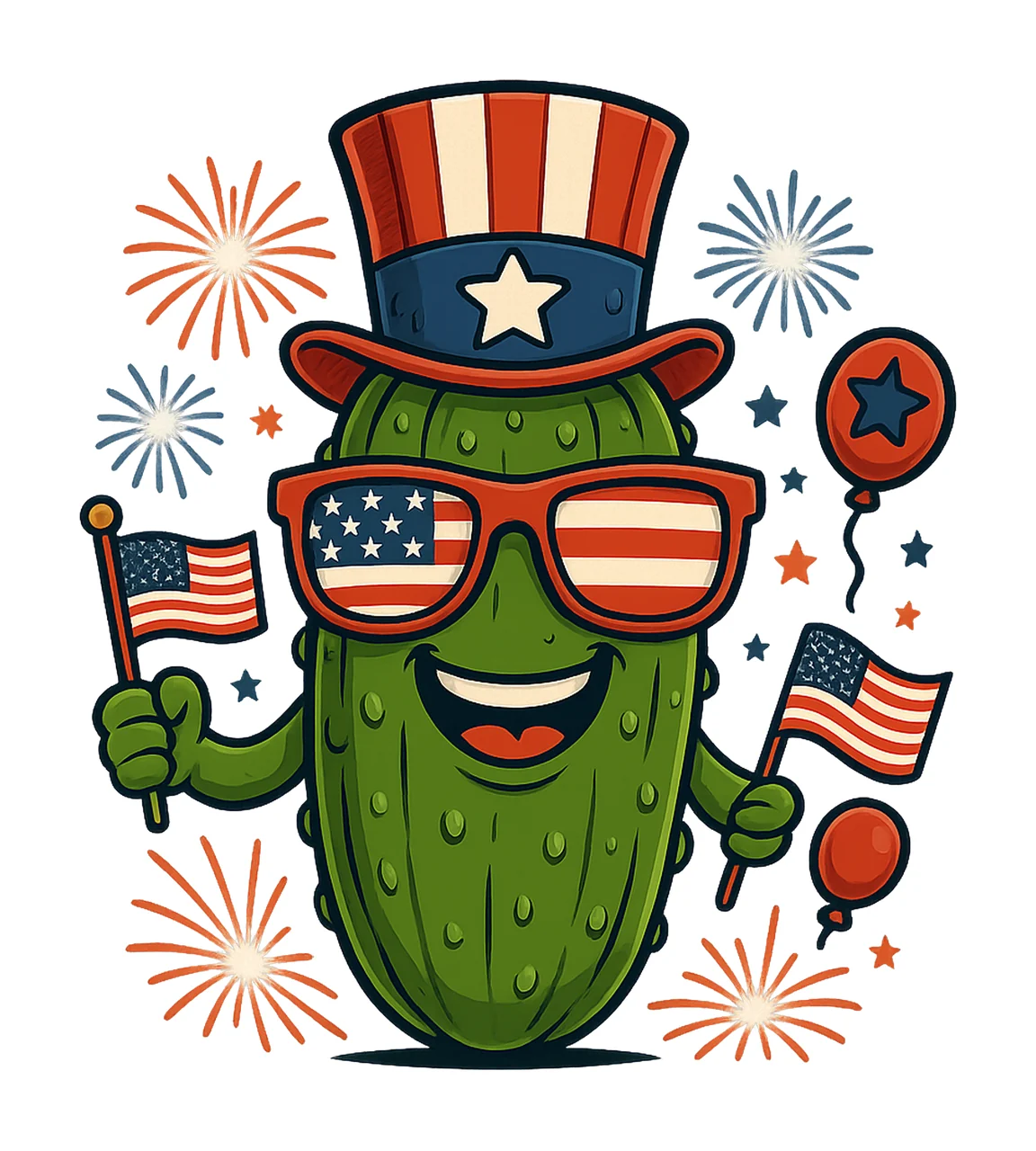 Pickle Costume with America Sunglasses Funny Pickle Lovers