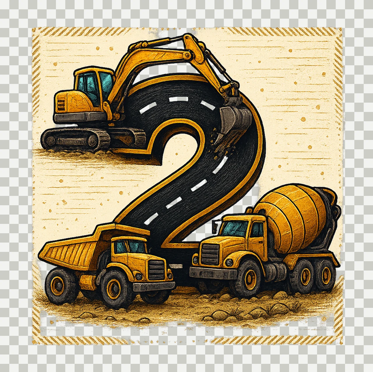 2nd Birthday Construction Number Birthday Sublimation Design transparency and detail preview thumbnail
