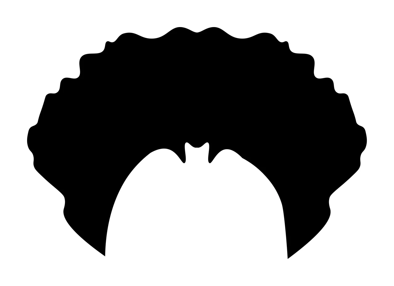 Black Silhouette Of A Round Wavy Edged Hairdo hair curved white