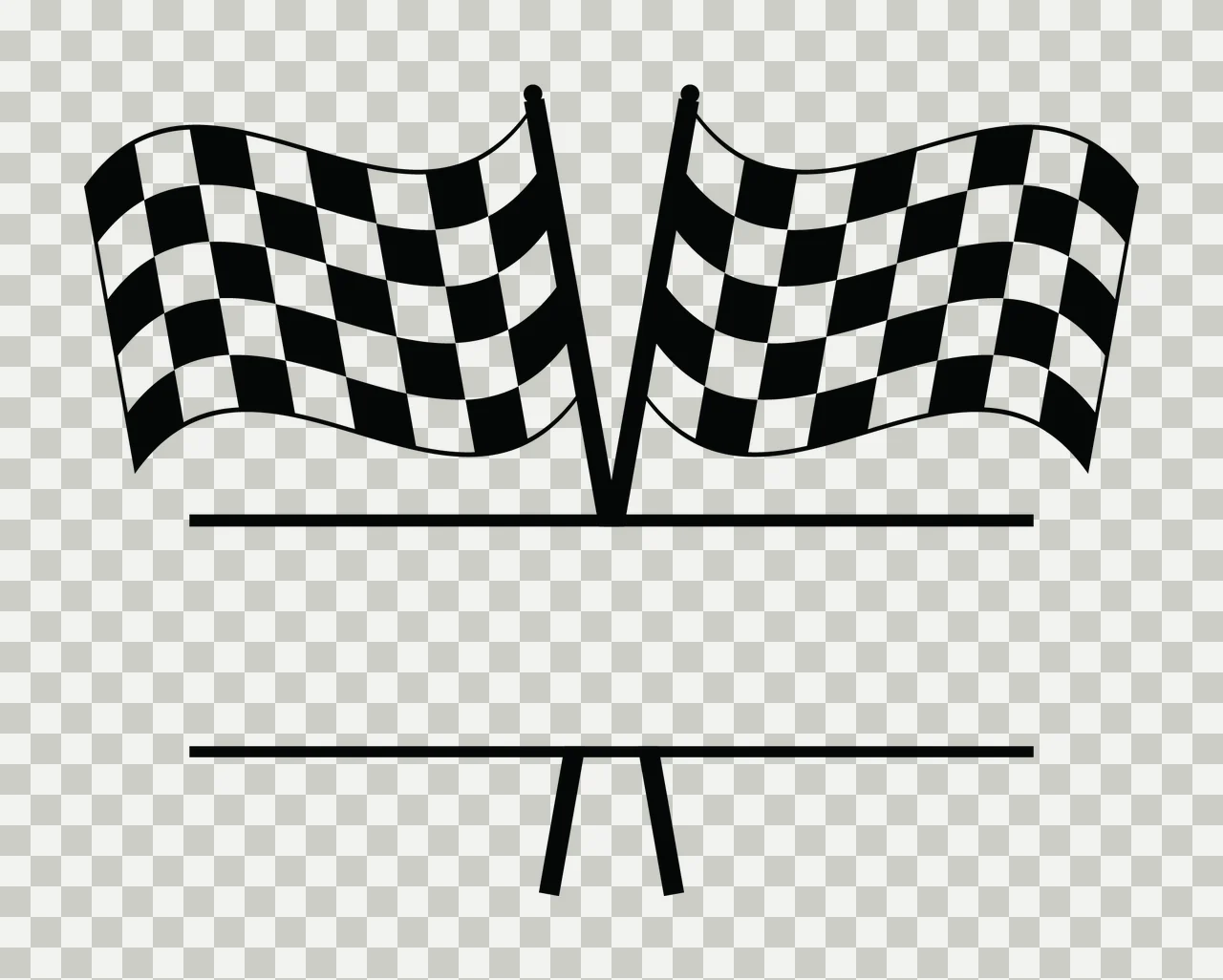 Race Two Checkered Racing Flags With Horizontal Frame waving transparency and detail preview thumbnail