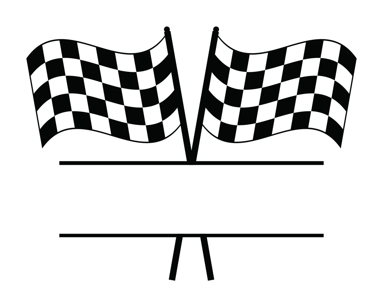 Race Two Checkered Racing Flags With Horizontal Frame waving