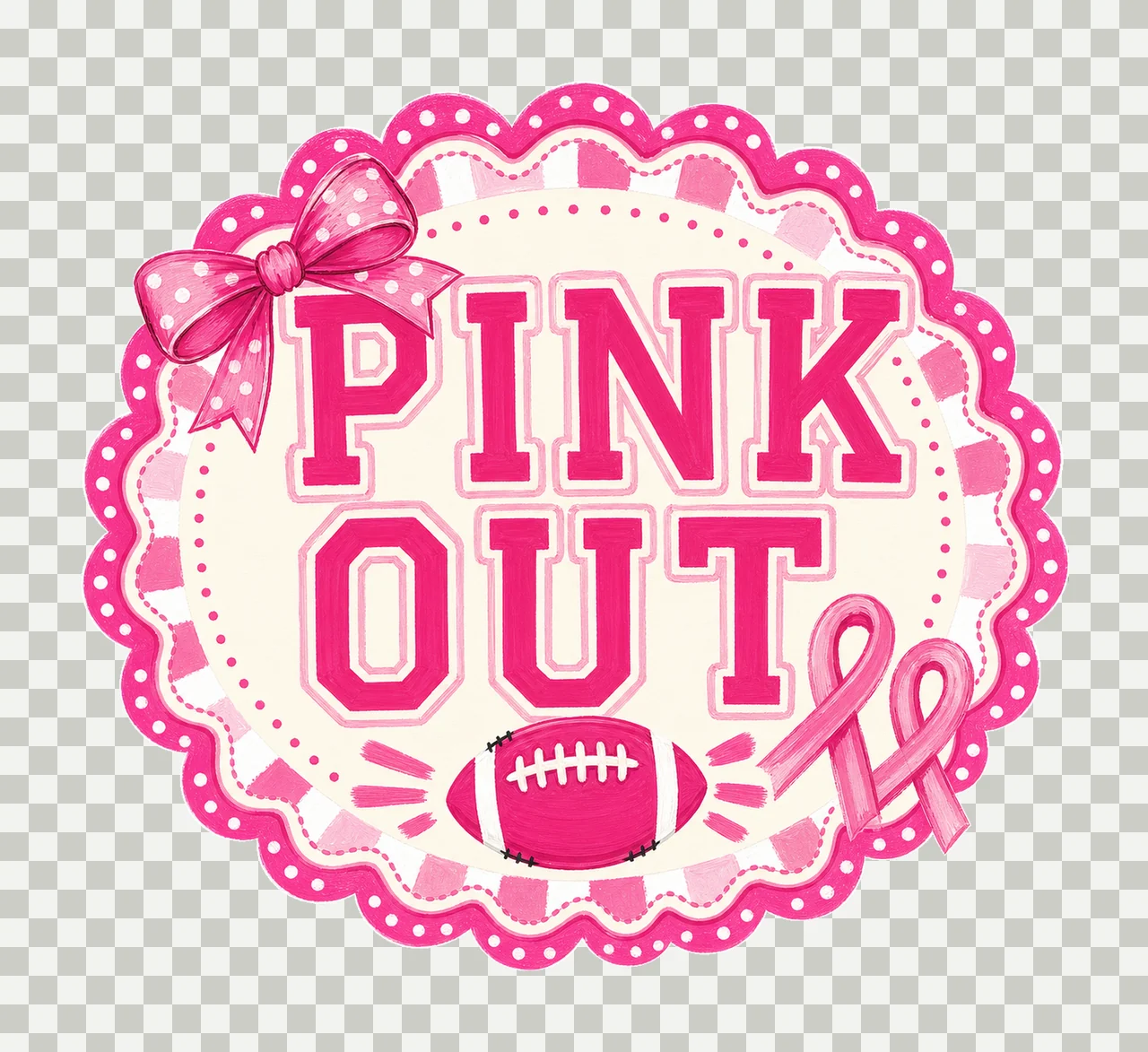 Comfort Colors Preppy Football Pink Out Shirt Coquette bundle 01 transparency and detail preview thumbnail