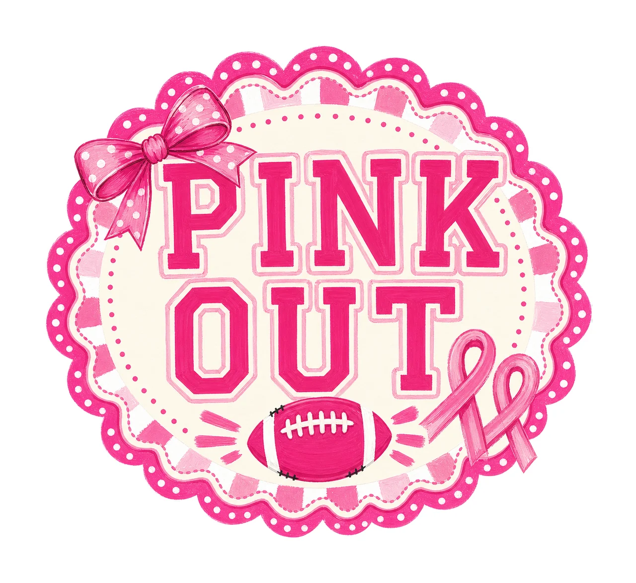 Comfort Colors Preppy Football Pink Out Shirt Coquette bundle 01