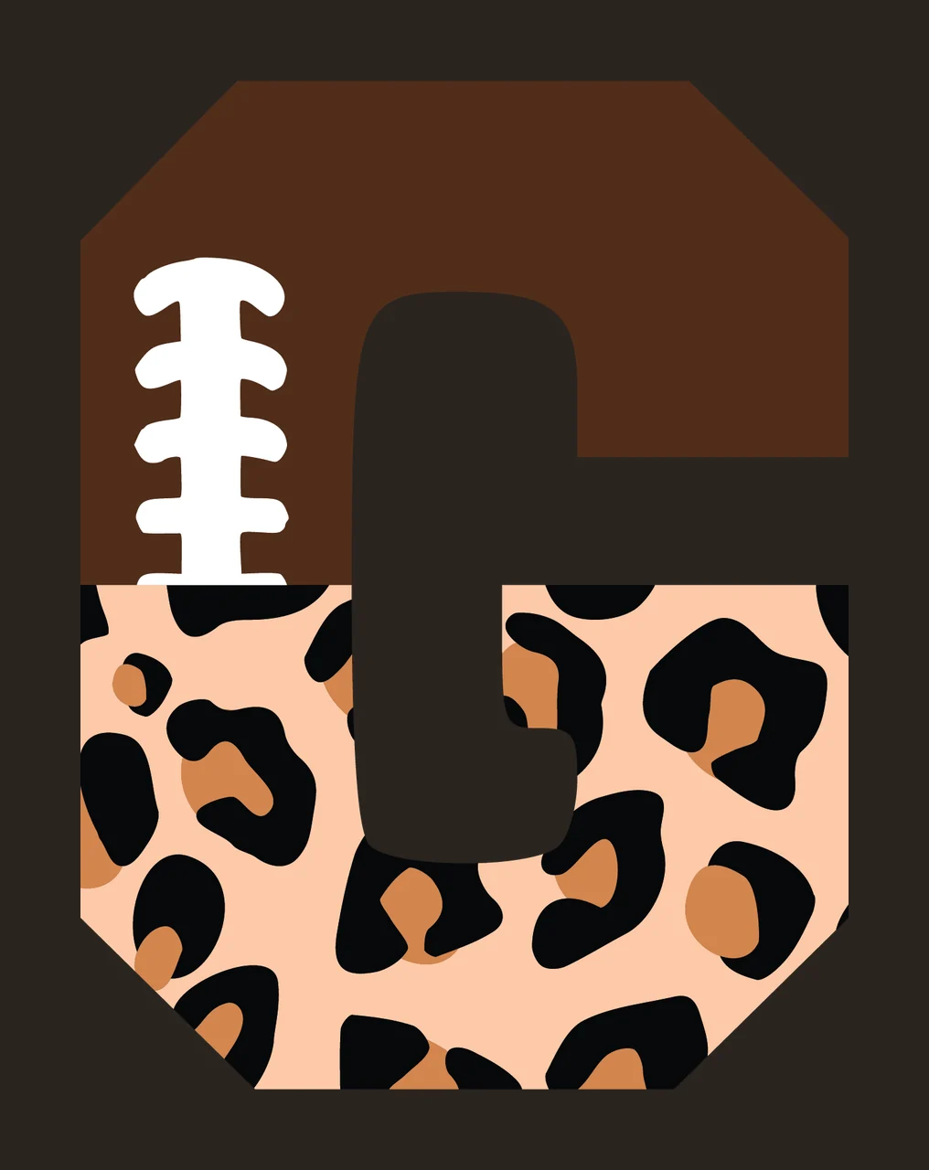 Football Font Half Leopard Character 31 american gridiron touchdown contrast preview thumbnail