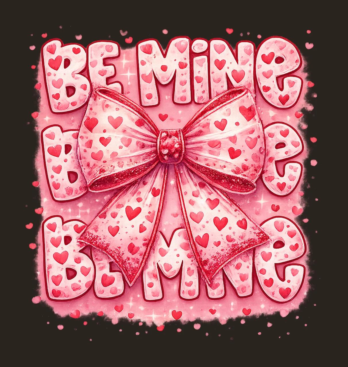Be Mine Coquette Bow Valentine Brushstroke Pink Bow Love Day contrast preview thumbnail