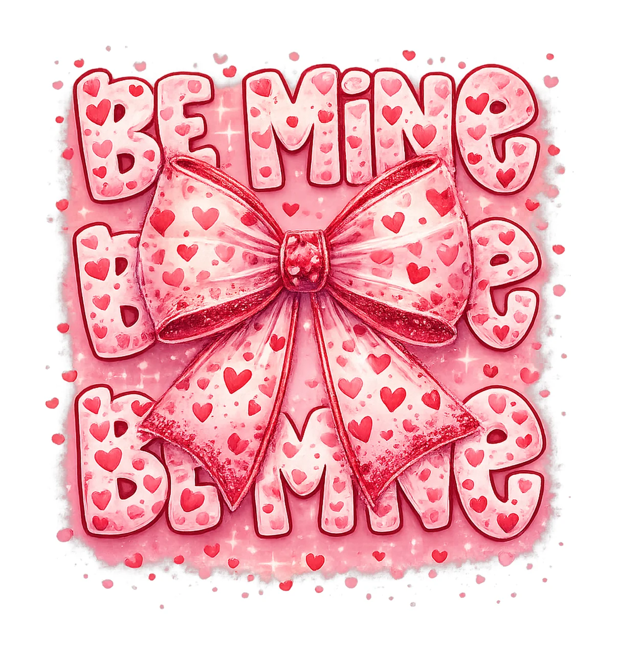 Be Mine Coquette Bow Valentine Brushstroke Pink Bow Love Day